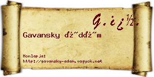 Gavansky Ádám névjegykártya